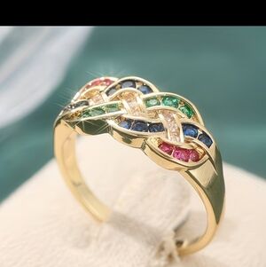 Elegant Multicolor Gold Women's Ring
